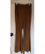 Womens S Forever 21 Brown Faux Suede Texture Wide Leg Casual Pants Leggings - £14.80 GBP