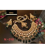 Kundan Jewelry Indian Earrings Necklace Tikka Set New Year Chokar Bridal... - €53,84 EUR