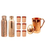 Handmade Copper Water Pitchers Jug Copper Water Bottle 6 Drinking Tumble... - £61.43 GBP