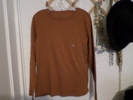 Talbots Cotton Long Sleeve Solid Crew Neck Tee NWT Size L Rust - $23.76