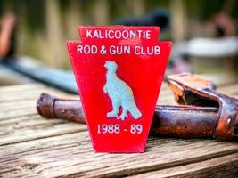 KALICOONTIE Rod &amp; Gun Club Plastic Pheasant  Pin Button Columbia County NY 88-89 - £8.21 GBP