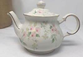 Sadler England Teapot Tea Pot Gilded Delicate Floral Pale Pinks and Greens Motif - £47.45 GBP