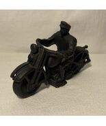 Vintage Cast Iron Patrol Motorcycle &amp; Rider 1950’s, 6&quot; Long 4” H - $80.18