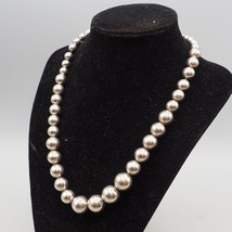 Chunky Silver Plastic Bead Statement Necklace Costume Jewelry 1960&#39;s - £35.70 GBP
