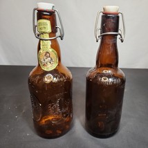 Vintage GROLSCH Beer Brown Glass 9 Inch Bottle &amp; Bavarian Bottle  Porcel... - $15.13