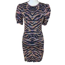 Free People Black Multicolor Rainbow Tiger Stripe Bodycon Stretch Dress Sz XS - £22.94 GBP