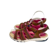 Ryka Womens Size 7 M Sandal Shoes Pink Brown Damsel Hook and Loop - £14.72 GBP