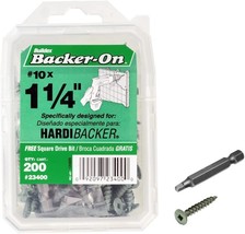 Backer-On 23400 #10 X 1-1/4-Inch Flat-Head Square Cement Board Screws 200-Count - £30.04 GBP