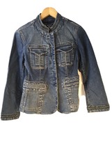 DKNY Jeans Fitted And Beaded Denim  Jean Jacket Womens Sz 4  Embellished - £14.74 GBP