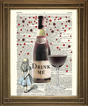 &quot; Boisson Me &quot; Vin Rouge Imprimé : Alice Au Pays Des Vintage &amp; Original - £5.03 GBP