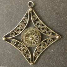 One Of A Kind Unique Antique Handmade Silver Pendant Filigree Wire - £36.36 GBP