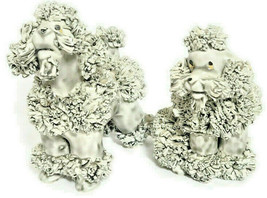 2 Miniature GRAY Spaghetti Poodle Puppy Dogs Vintage Figurines   - £23.23 GBP