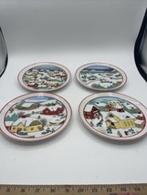 D. H. Holmes 4 Vintage Winter Scene Plates - Made In Japan- 7-1/2&quot; With ... - £23.35 GBP