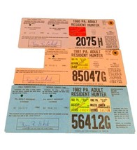 lot of 3  Pennsylvania Adult Resident Hunting Licenses 1980-1983 +archer... - $14.03