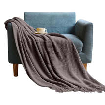 Anyhouz 127*172cm Dark Gray Blanket Home Decorative Thickened Knitted Corn Grain - £44.99 GBP