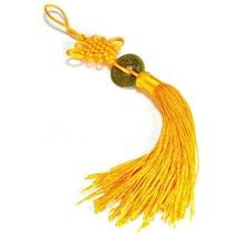 FENG SHUI FORTUNE COIN TASSEL GOLD Hanging Cure NEW Health Spiritual Yan... - $75.07 MXN