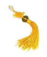 FENG SHUI FORTUNE COIN TASSEL GOLD Hanging Cure NEW Health Spiritual Yan... - $74.63 MXN