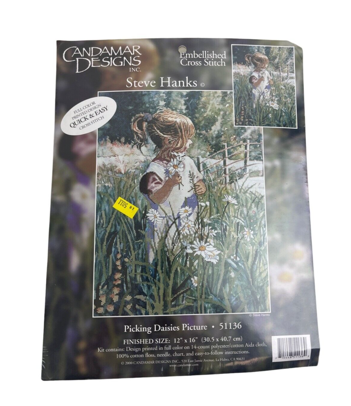 Embellished Cross Stitch Kit Steve Hanks Picking Daises Candamar Designs Inc. - $23.12