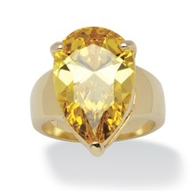 PalmBeach Jewelry 15.47 TCW Yellow Pear-Cut CZ Ring Gold-Plated - £28.03 GBP