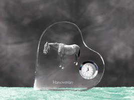 Hanoverian - crystal clock in the shape of a heart with the image of a h... - $52.99