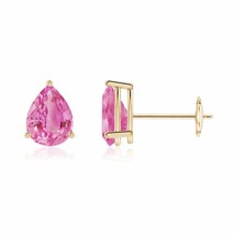 ANGARA Natural Pink Sapphire Pear-Shaped Solitaire Stud Earrings in 14K Gold - £682.67 GBP