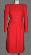 VTG 2-Pc Red Short Jacket Pleated Front Skirt Lined Polyester Suit Wm&#39;s M? - $44.99