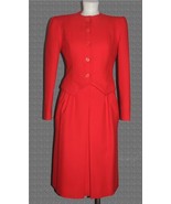 VTG 2-Pc Red Short Jacket Pleated Front Skirt Lined Polyester Suit Wm&#39;s M? - $61.53 CAD