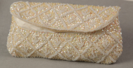 K. gimbel Vintage Women&#39;s Evening Handbag Clutch Ivory Beads Sequins Wed... - $17.12