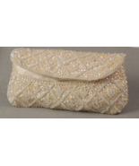 K. gimbel Vintage Women&#39;s Evening Handbag Clutch Ivory Beads Sequins Wed... - $23.48 CAD