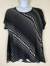 B.L.E.U. Womens Plus Size 2X Black Polka Dot Rhinestone Blouse Short Sleeve - $9.99