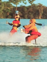 Walt Disney World Pluto &amp; Goofy Water Skiing Postcard w/ Cypress Gardens Cancel - £6.41 GBP