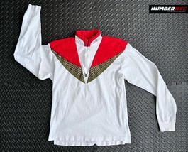 Vintage Spyder Active Sports Pullover 1/4 Long Sleeve Shirt Sz L White Red Gold - £38.91 GBP