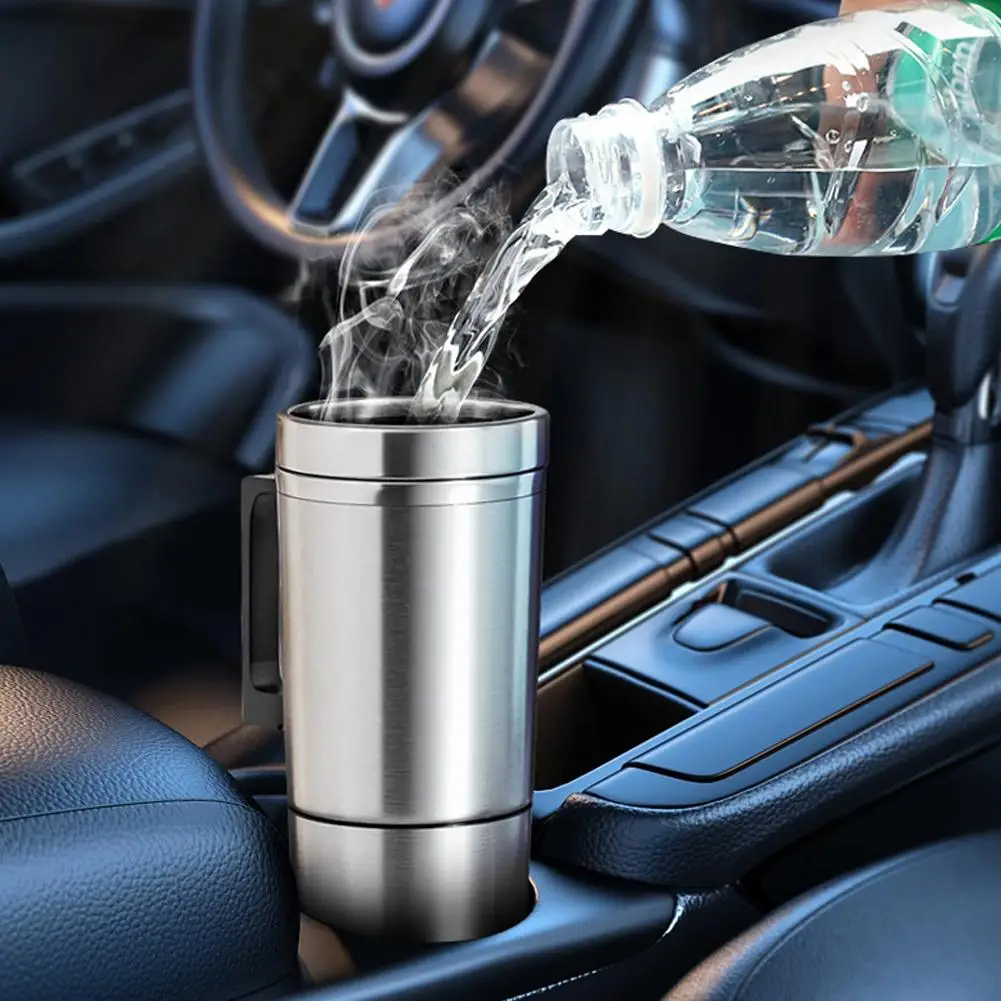 Vehicle Heating Cup 12V 24V 500ml Stainless Steel Water Electric Bottle Heating - £18.61 GBP