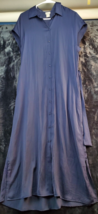 Chico&#39;s Shirt Dress Women Size 1 Blue Polyester Sleeveless Collared Button Front - £13.55 GBP