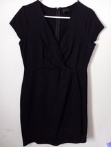 Worthington Black Cocktail Dress SIze 10 Elegant wrap around look Zipper... - $27.71