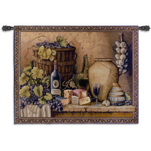 52x40 WINE TASTING Grapes Cheese Tapestry Wall Hanging - £134.85 GBP