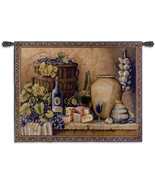 52x40 WINE TASTING Grapes Cheese Tapestry Wall Hanging - £131.80 GBP