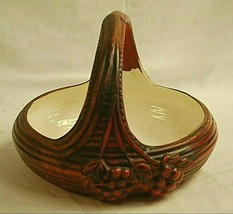 Vintage Haegar Art Pottery Basket Grape Vine Motif Ceramic Table Centerpiece USA - £102.86 GBP