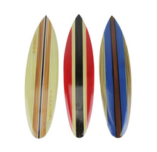 Scratch &amp; Dent Set of 3 Wooden Striped Surfboard Wall Hangings 16 Inches Long - £19.74 GBP