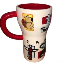 Canada 16 oz souvenir ceramic Mug Artwork Red Ivory The Postcard Factory - $113.26 MXN
