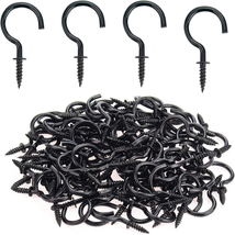 Powlankou 1Inch Black Zinc Plated Metal Screw-In Ceiling Hooks Cup Hooks... - $13.99