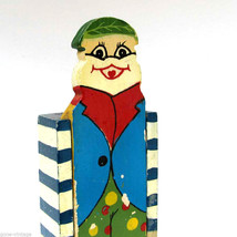 Vintage Pen Pencil Case Wooden Box Color Clown Figurine Greece 1970s Kids Fun #1 - £20.66 GBP