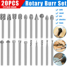 20Pcs 1/8&quot; Shank Tungsten Speed Carbide Burr Rotary Drill Bits Tools DIY... - £16.66 GBP