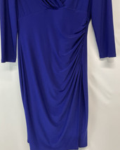 Lauren by Ralph Lauren Sheath Dress Royal Blue 3/4 Sleeve Ruched Gorgeous 6 - £39.54 GBP