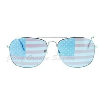 American Flag Print Lens Square Metal Frame Sunglasses USA - £14.56 GBP