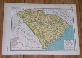 1943 Original Vintage Wwii Map Of South Carolina / Verso Pennsylvania - £14.14 GBP