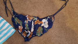 VTG EUC 80&#39;s Women&#39;s Tie swimsuit High Waist Shorts Floral Blue Hawaiian S Small - £21.01 GBP