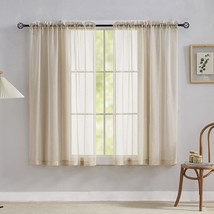 Home Brilliant Sheer Curtains For Living Room 45 Inch Length Small, Set Of 2. - £33.55 GBP