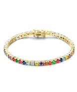 ADIRFINE 18K Gold Plated Multi Colored Cubic Zirconia Tennis Bracelet - $47.99