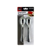 16 Disposable Faux Silverware Plastic Spoons - £1.88 GBP